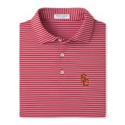 USC Trojans Men's Cardinal SC Interlock Tiebreaker Stripe Performance Jersey Polo